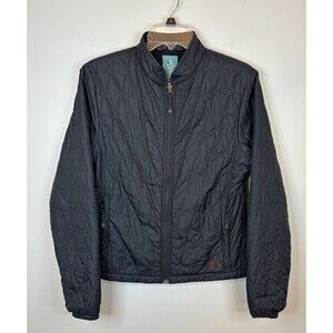 ISIS Thermolite Black Quilted Jacket Women 8 Full Zip Pockets Nylon Lined Coat